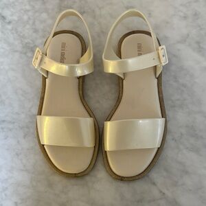 Mini Melissa Cream Sandals with Buckle Strap